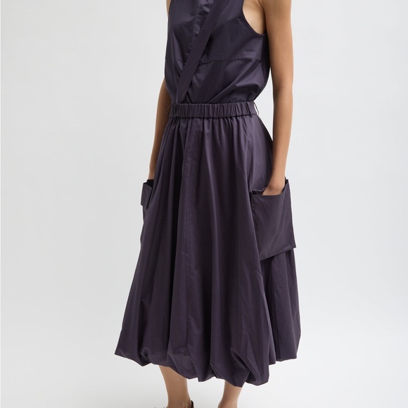 Tibi Dresses & Skirts - Tibi Gray Midi Bubble Skirt with Pleated Cargo Style